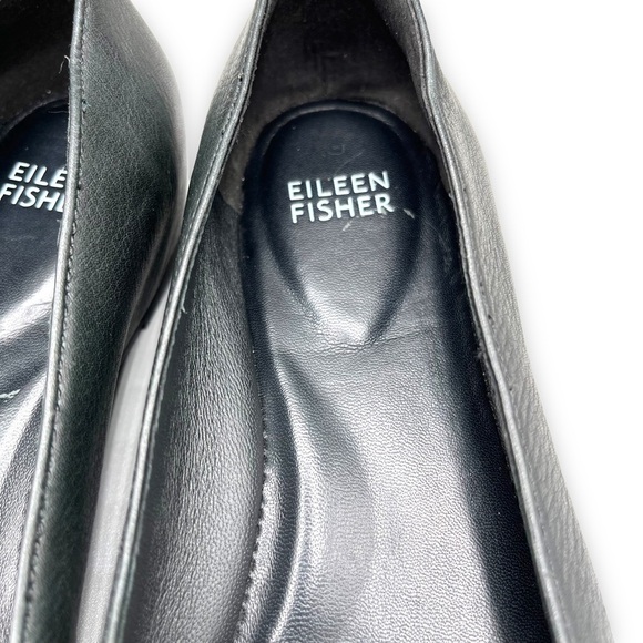 4 for $40 SALE! Eileen Fisher Leather Round Toe Ballet Flats, Black, Size 7 - Picture 6 of 9